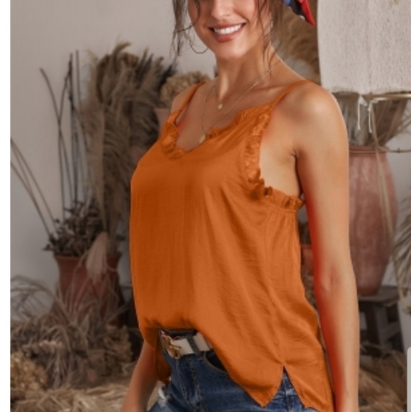 HP 6/14 Y2K Orange-Peach RUFFle-Neck Cami NWT - Picture 5 of 6